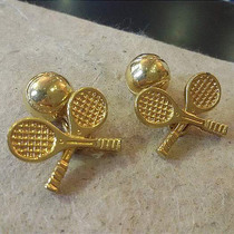 Western Antique Jewelry Retro Ornaments Gold Plated Metal Tennis Racket Styling Cuff Pair