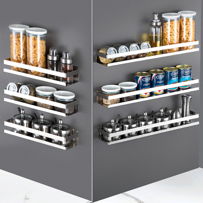 Kitchen Shelving Free 304 stainless steel wall-mounted wall condiment containing shelf Seasoning Tank Shelf Racks