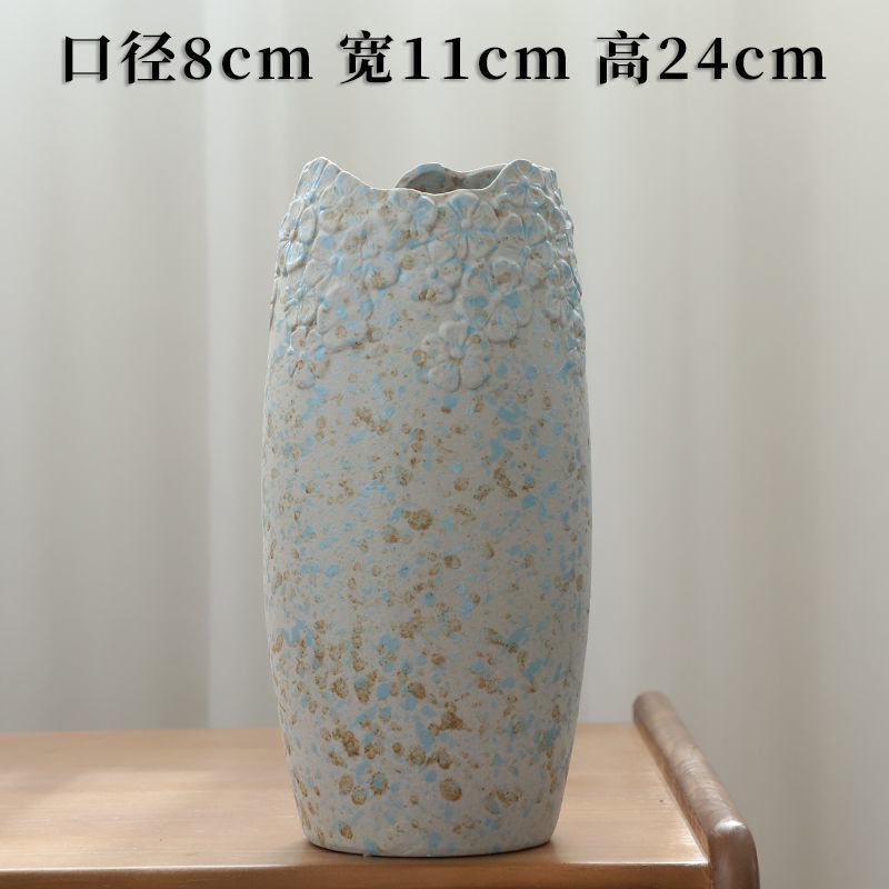 Large-Diameter Ceramic Unique Water-Cultured Flower Vase, Creative Modern Simple Light Luxury Retro Ornament Decoration