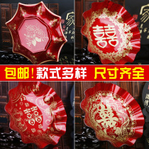 Creative Chinese wedding celebration supplies Fruit plate Cartoon acrylic fruit plate Wedding wedding banquet wedding plate thickened melon seed plate