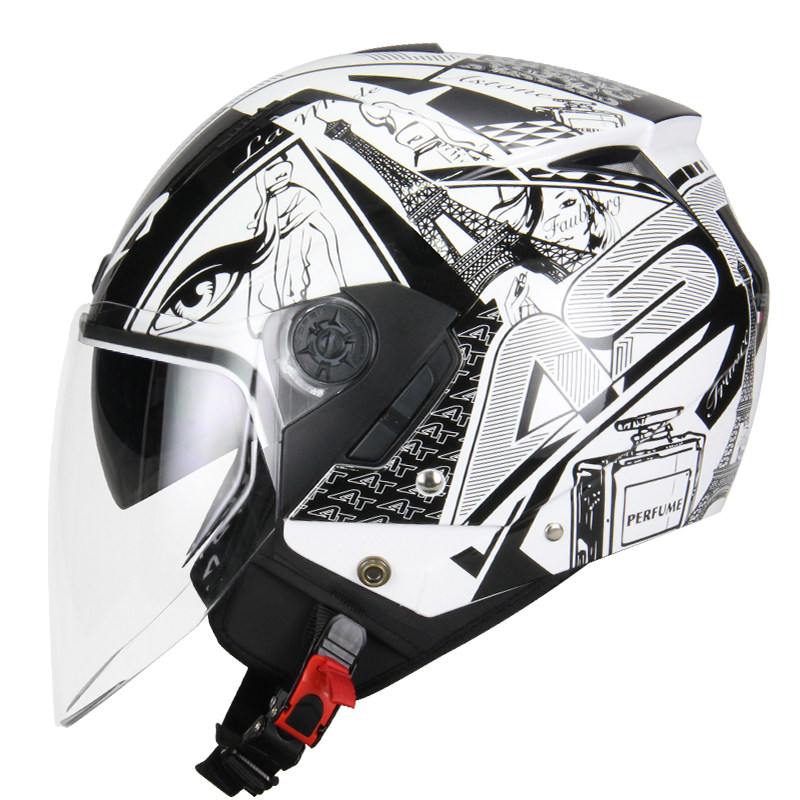 French stone motorcycle helmet semi-helmet summer men's and women's semi-clad helmet electric car helmet 4 3 helmet