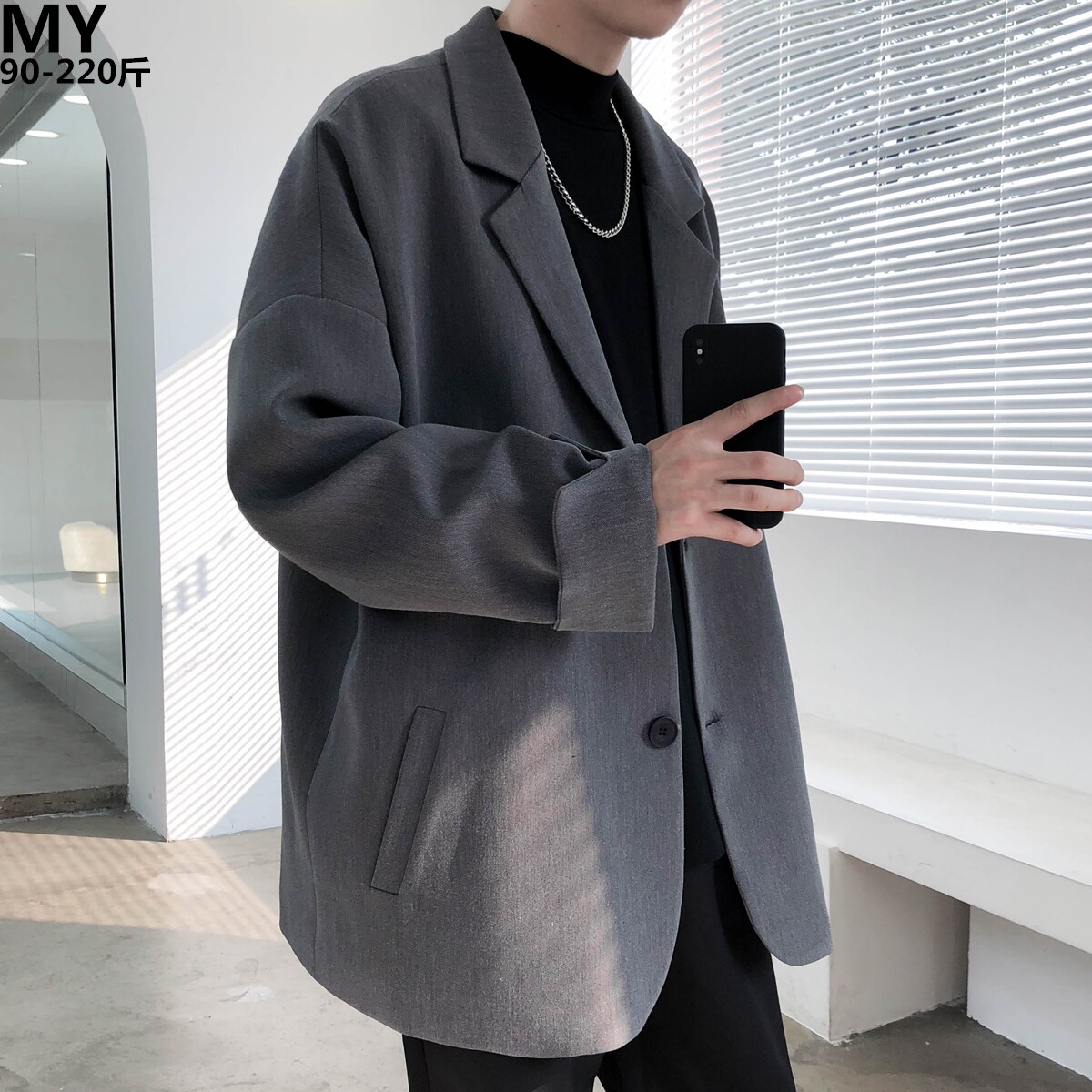 British style design sense niche blazer men's spring plus fat size tide fat loose Yuppie casual suit