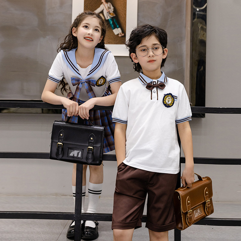 School uniforms for elementary school students, summer clothes, British college style class clothes, children's six one graduation performance clothes, new kindergarten garden clothes