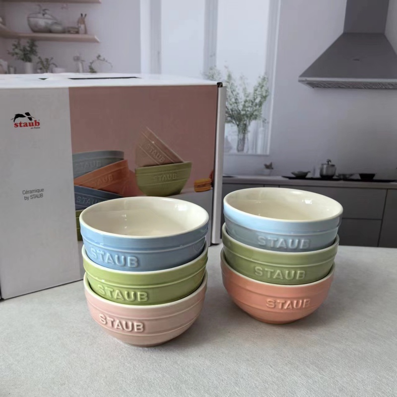 French Staub Enamel Ceramic Macron Color Six-Piece Set 12cm Small Bowl Set Combination Household Tableware Rice Bowl