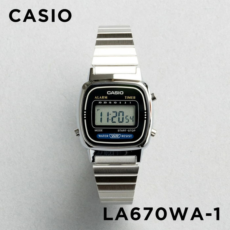 Casio Watch for Women Casio La670Wa-1 Stainless Steel Strap Student Waterproof Digital Display Alarm Clock Digital Watch