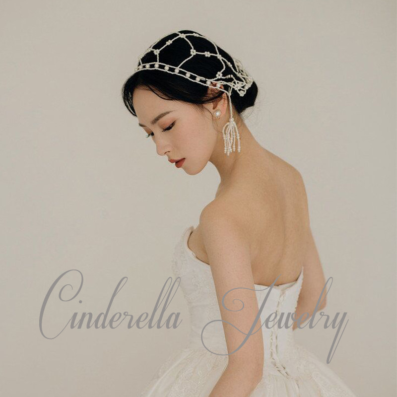 Son Bridal Pearls Headwear FLOW Suretro Europe and America Hair Accessories Pure Hand Sewn Pearl Han Style Brief Fairy