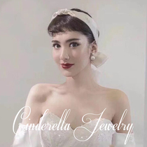 Beautiful handmade fashion Japanese and Korean wedding hair hair belt headgear S925 silver needle bride retro Pearl earrings female