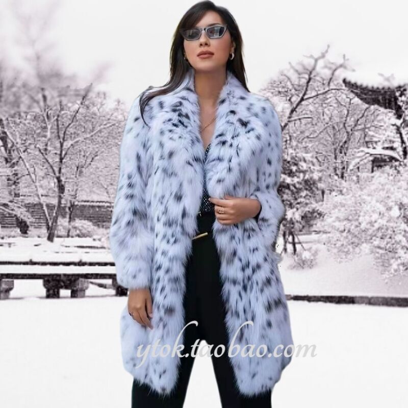 Imported High-End Luxury White Lynx Suit Collar American Mink Fur Coat for Women, Mid-Length, 2026 Limited Edition Trendy Style