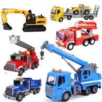 Childrens Large Trailer Toy Crane Crane Simulation Set Boys Inertial Excavator Fire Truck