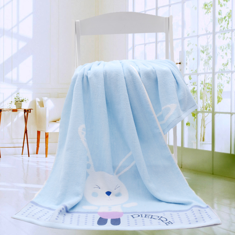 Pure Cotton Bath Towel Cute Big Rabbit Adult Household Bath Towel All-Cotton Absorbent Soft Unisex Couple Large Bath Towel Wrap Chest