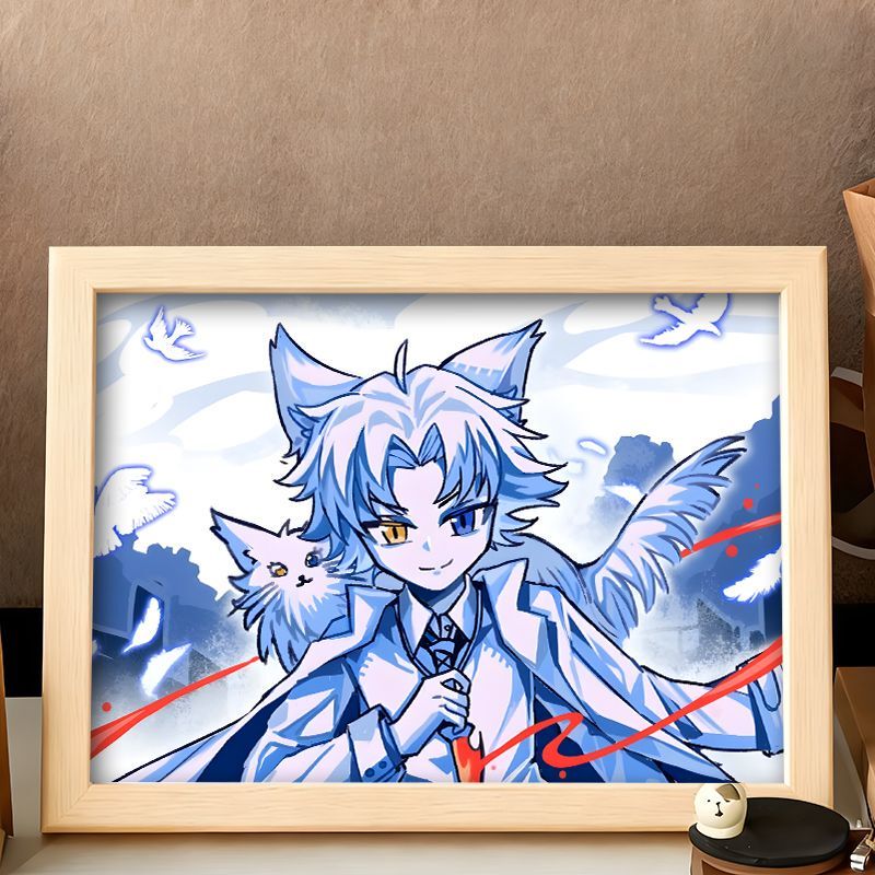 Cat Tianyi Qimiaojun Story Two-Dimensional Friend Wooden Photo Frame for Entryway Room Desktop Gift for Friends