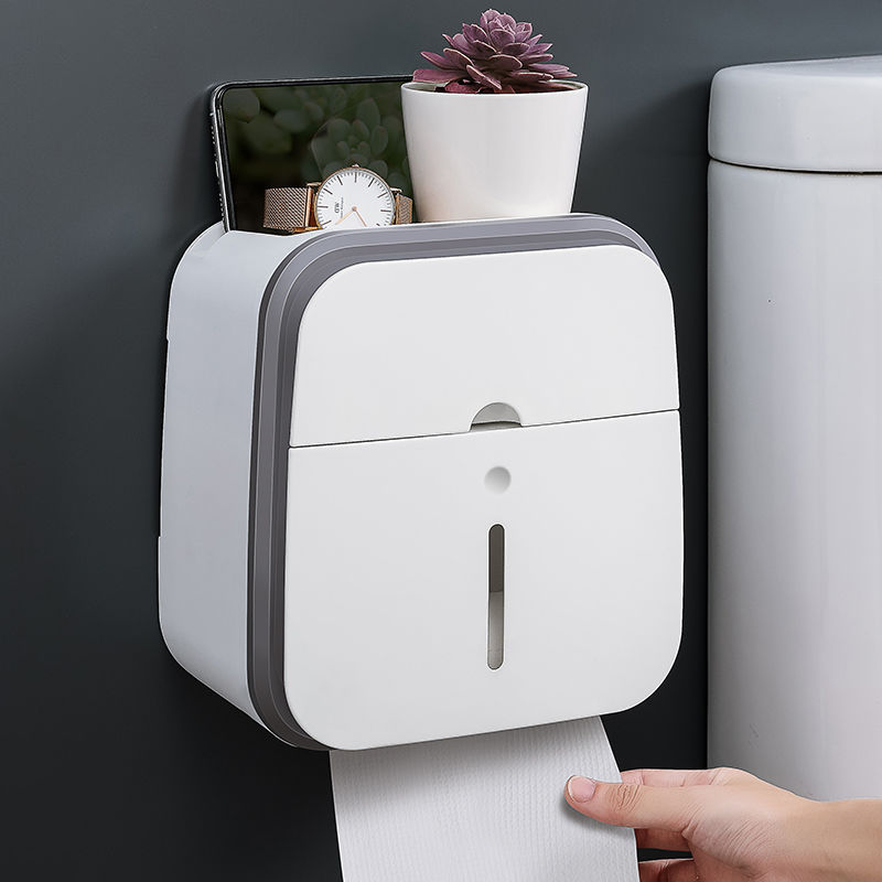 Makeup Room Paper Towel Box Toilet Toilet Paper Shelf Wall-mounted Sanitary Paper Box Free to punch creative waterproof paper towel rack