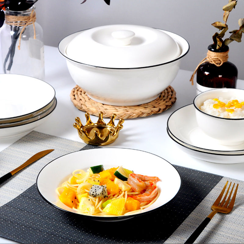 Jingdezhen Day-Style Dishes Suit Nordic Dishes Ceramic Bowls Chopsticks Home Cutlery Dining Rice Bowls Small Bowl