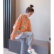 Pregnant womens clothing spring clothing 2022 Fashion in the middle of the long term fake two sets out of the hot mother Loose Breastfeeding Period Blouses