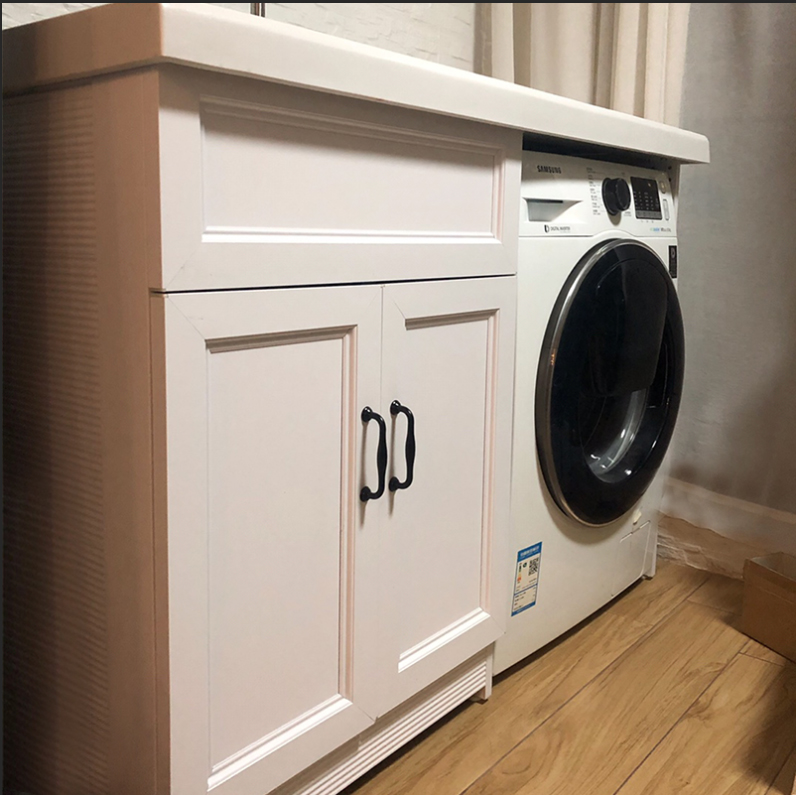 Balcony washing machine cabinet combination space aluminum pool trough one cabinet quartz stone belt washboard washbasin companion