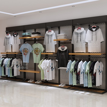 Sports outdoor clothing store display rack Floor-to-ceiling mens clothing rack against the wall sneakers store shop clothes rack