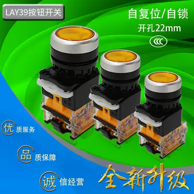 Push button switch self-reset LAY39C-11 self-locking one open one closed Start Stop round jog switch button