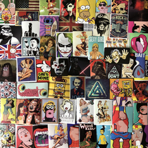 50 European and American graffiti spoof stickers Tide brand personality suitcase suitcase Computer guitar skateboard sticker waterproof