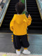 French Boys' Winter Sweatshirt Set 2025 New Children's Clothing Boys' Fleece Clothes Baby Sports Two-Piece Set
