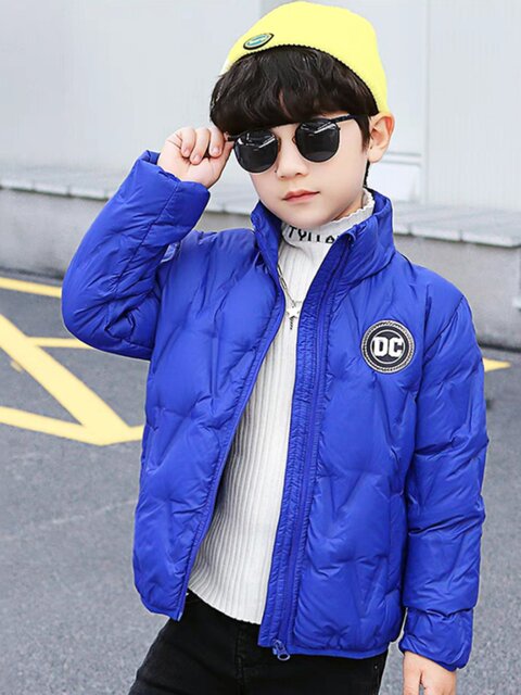 French children's lightweight down jacket for boys with white duck down lining to keep warm for boys and older children in autumn and winter cotton coats