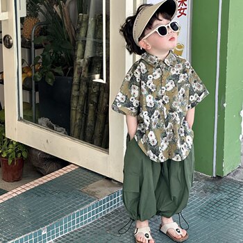 French Boys' Suit 2025 Summer New Casual Stylish Korean-Style Two-Piece Set Short-Sleeve Mosquito-Proof Long Pants Trendy