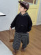 French Boys' Autumn Sweatshirt Fleece Set Children's Winter Fleece Sports Pants 2025 New Baby Clothes