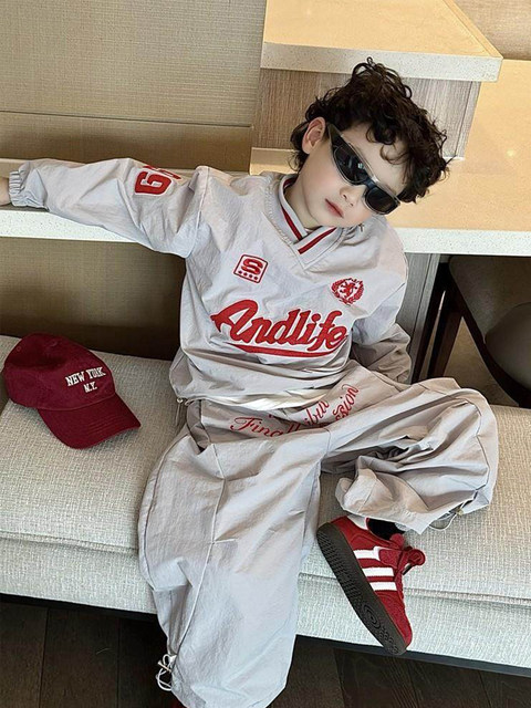 French Boys' Suits Spring Outfit 2026 New Style Boys' Sportswear Children's Spring Stylish Little Gentleman Clothes Two-Piece Set