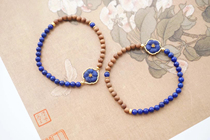 Natural Indian Laoshan Sandalwood Toy Bracelet Lapis Lazuli Gourd Accessories Simple Design Gift Matching Thangka