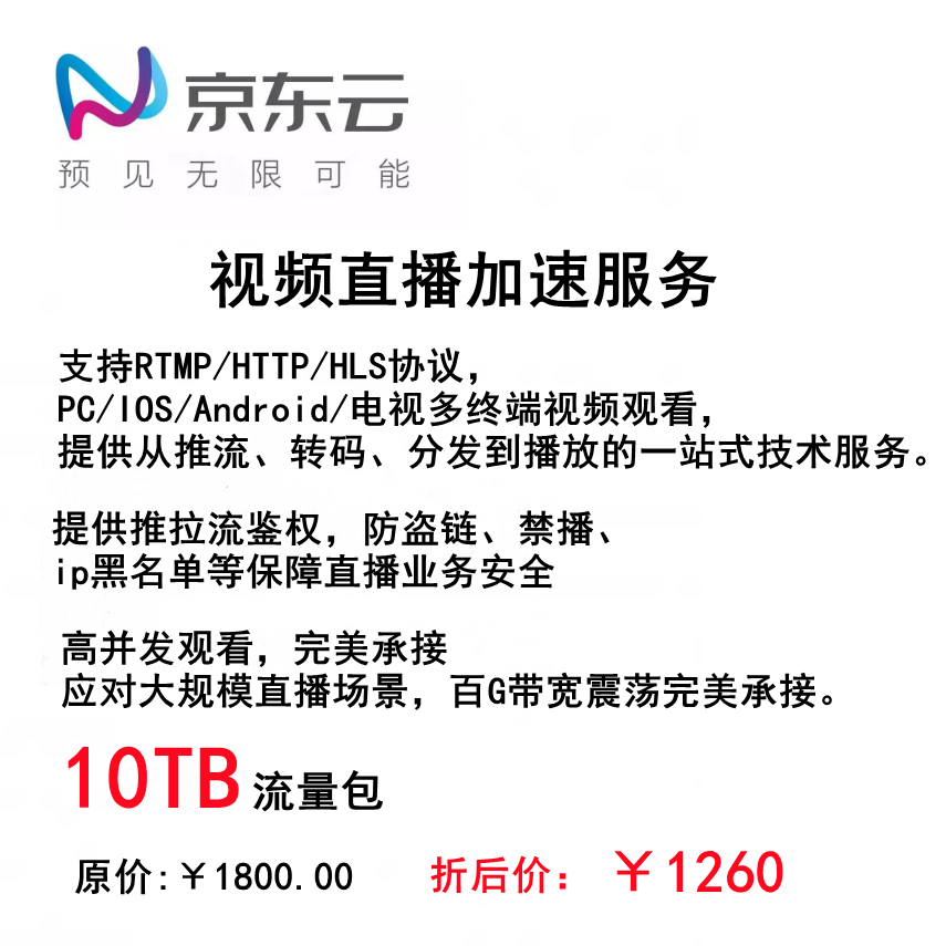 Jingdong cloud video cloud live streaming push-pull streaming RTMP HTTP HLS real-time transcoding live recording screenshots anti-theft