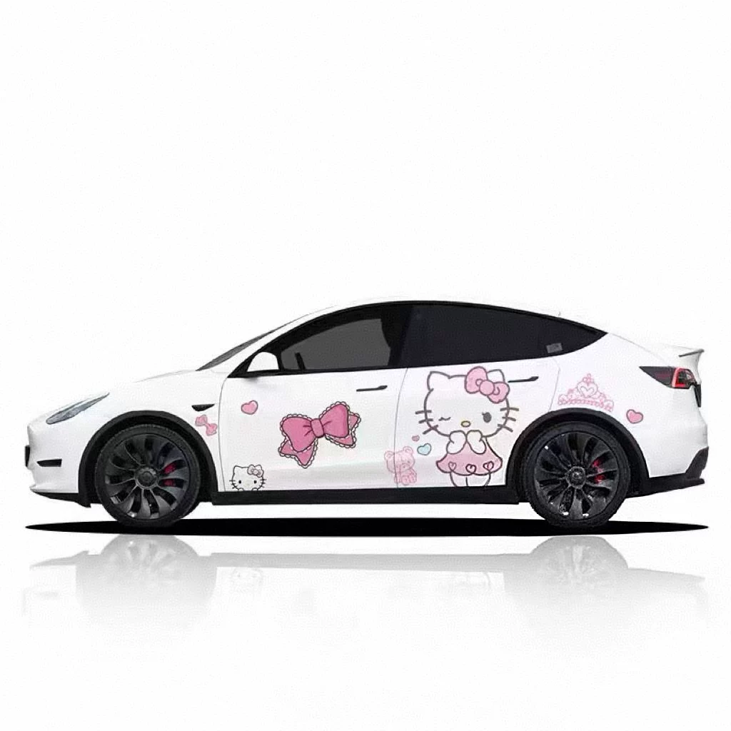 Наклейки на автомобиль Tesla Model Y HELLO KITTY, Hello наклейки KT котёнок, автомобильная мультяшная индивидуальная наклейка
