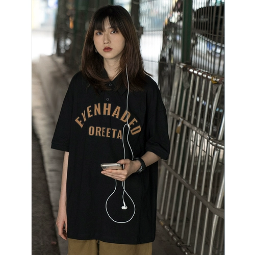 Ретро футболка polo, в американском стиле, большой размер, оверсайз