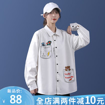 2021 new student spring and autumn pure cotton long-sleeved white shirt womens loose outside wear shirt spring womens top jacket
