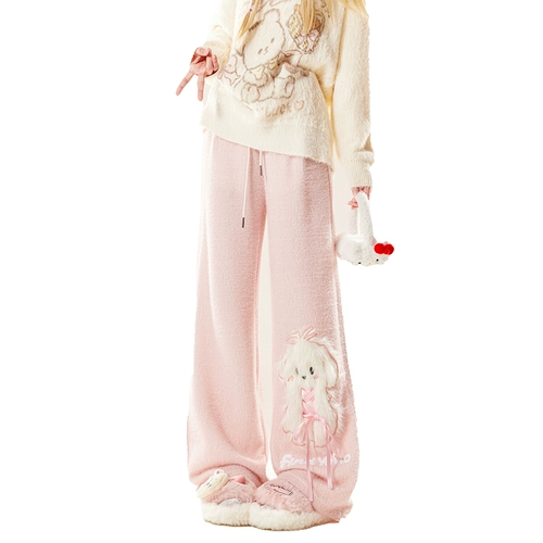 自然涩 Розовые милые летние штаны, клейкий рис для отдыха, свободный прямой крой, подходит для подростков, оверсайз