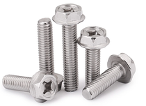 304 stainless steel flange surface cross groove outer hexagon Bolt concave non-slip hexagon screw M4M5M6 with cushion machine