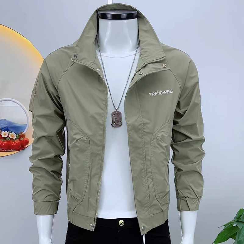 Spring and Autumn New Men's Jacket, Fashionable Korean Style Slim Fit Stand Collar Zipper Short Casual Versatile Lightweight Top