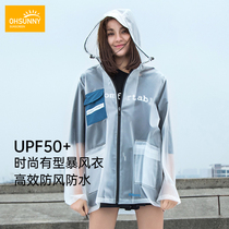 ohsunny transparent raincoat adult whole body waterproof single fashion outdoor hiking Street Tide brand men and women ponchos