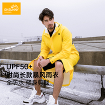 ohsunny Adult Mens Raincoat Fashion Tide Brand Full Body Waterproof Jacket Outdoor Trench Riding Long Poncho