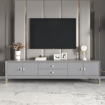 American light luxury TV cabinet high-end modern minimalist living room small apartment gray solid wood TV cabinet coffee table combination