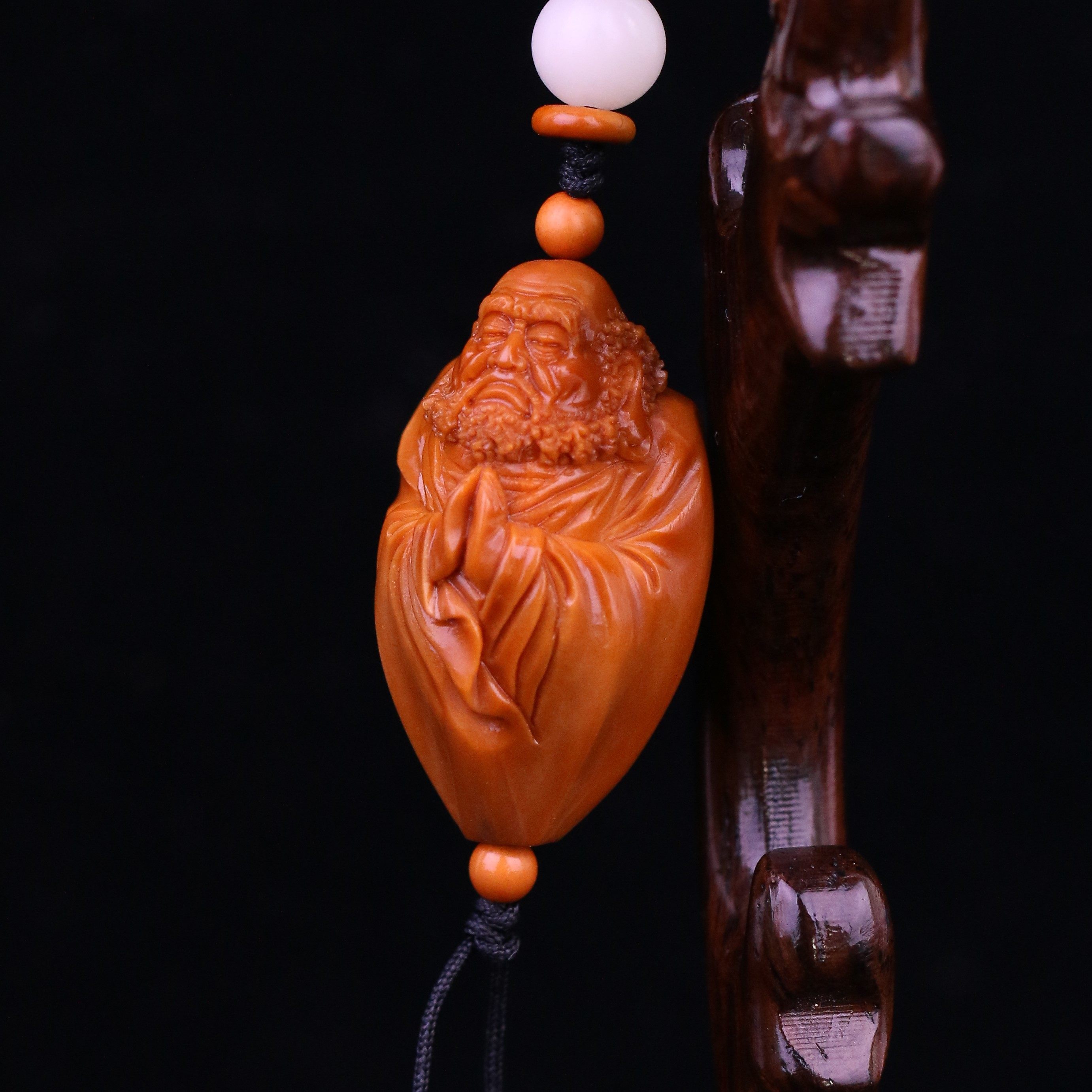 Chunyi Nuclear Square Dharma Wu Zen Olive core carving single seed large core Namaste Dharma handmade men's pendant