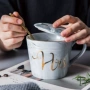 Modern Housewife Marble Cup Cup Cover với Hole Coffee Cup Cover Round Cup Phụ kiện Cover Spoon - Tách bình nước thể thao