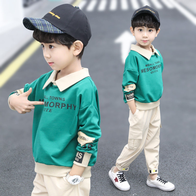 Children's clothing boy's spring clothing sweatshirt 2022 Spring and autumn new handsome children Long sleeves blouses for children in the middle of the year