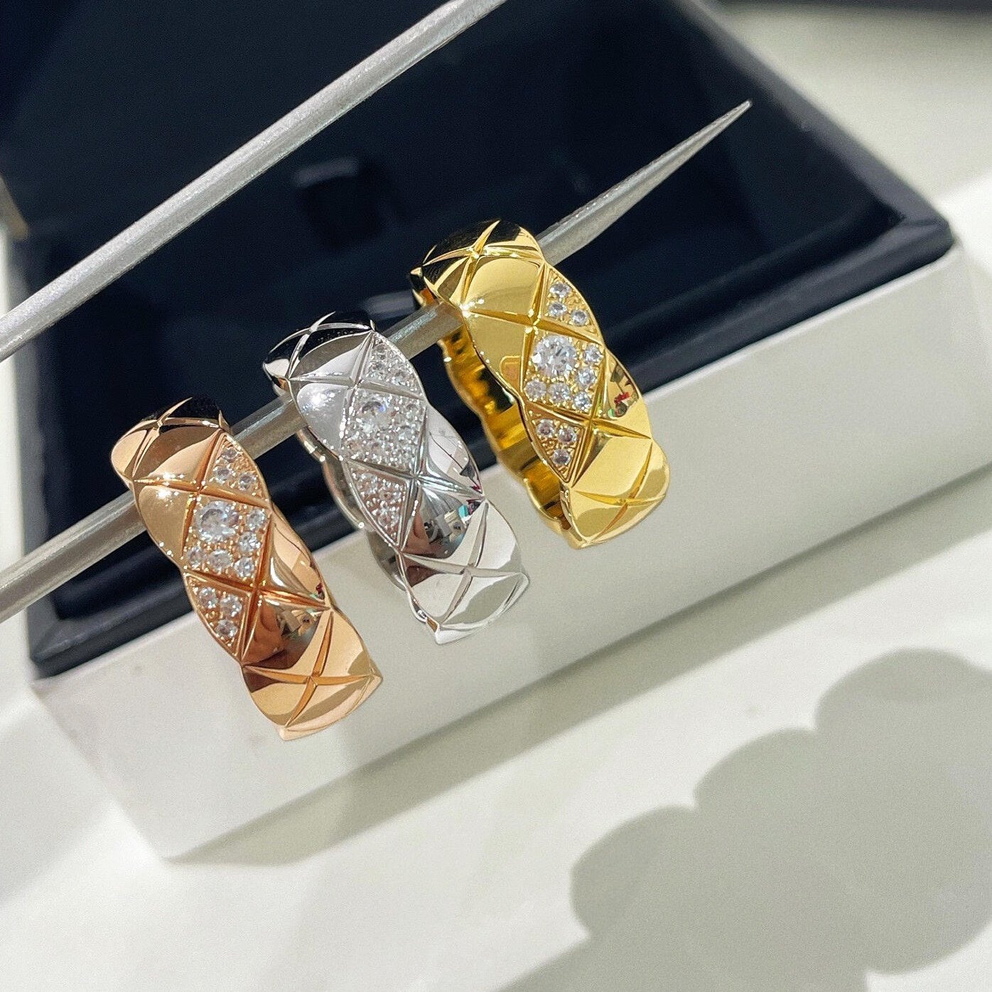 Thousand gold style rhombus couple rings wedding rings coco ring