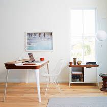  American simple water curved willow solid wood computer desk Simple creative household writing desk Designer style with drawer