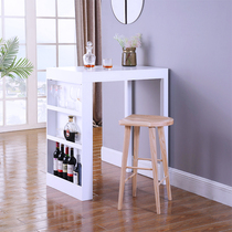  Ruizhen home white bar table Log color bar stool Wine cabinet bar table Household living room kitchen high stool