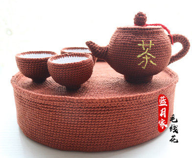 Lanyuejia Yarn Flower Teapot Wiring Accessories Hook Tea Set Wire Hook Flower Hook Doll Separate Graphic Tutorial