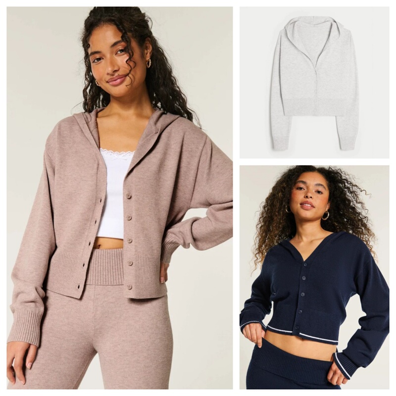 Autumn and Winter New American Casual Loose Shoulder-Length Sleeves Hooded Knitted Cardigan Thin Jacket for Women Autumn and Winter New American Casual Loose Shoulder-Length Sleeves Hooded Knitted Cardigan Thin Jacket for Women