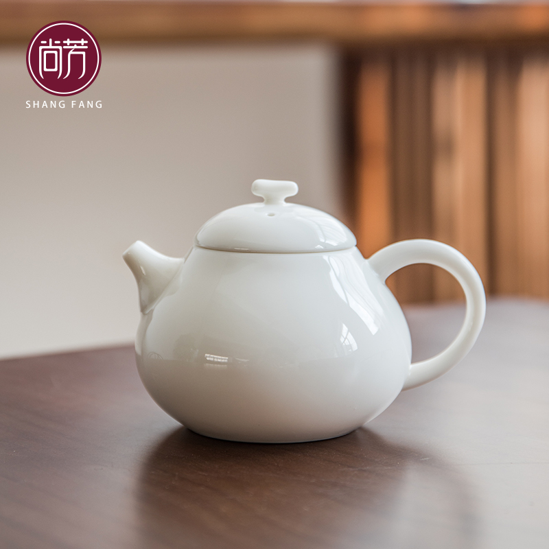 Shangfang Dehua white porcelain Xishi pot ceramic mountain water teapot Kung Fu tea set single pot tea maker small teapot tea play