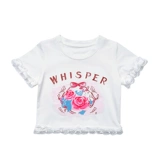 Хлопковая кружевная белая футболка с коротким рукавом для девочек, в корейском стиле, кружевное платье