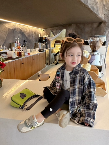 Весенняя детская рубашка, коллекция 2023, в западном стиле, в корейском стиле, семейный стиль