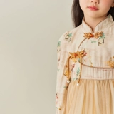 Наряд маленькой принцессы, детское платье, китайский стиль, цвета шампанского, рукава фонарики